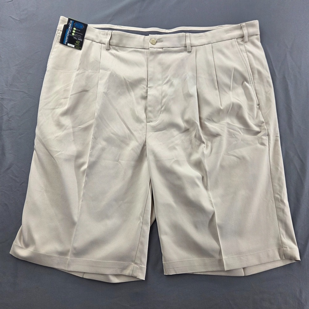 Roundtree & Yorke Men's 42 Tall Beige Performance Classic Fit Shorts NWT